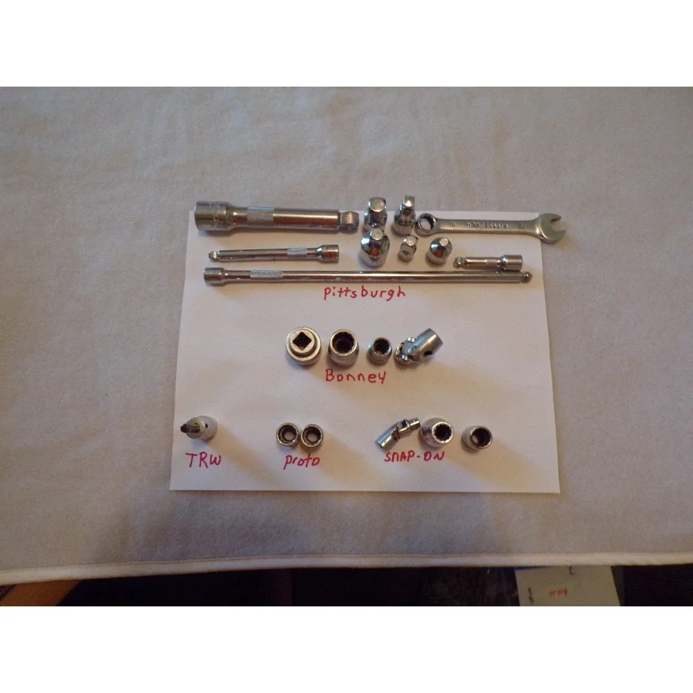 Lot (20) ASSORTED SOCKETS,EXTENION,SWIVELS- PITTSBURGH,SNAP-ON,TRW,PROTO,BONNEY